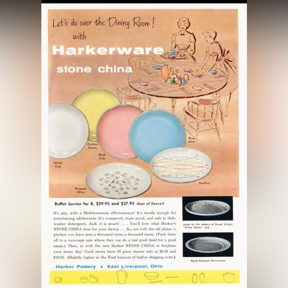 COPY - Harkerware MCM Retro atomic fish seafare dinner 10” plate stoneware oven… - Picture 4 of 9